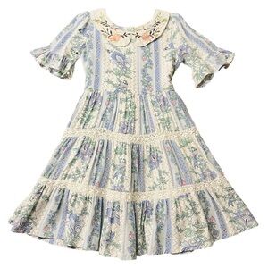Patachou Floral Blue and Green Girl’s Casual Dress Size 4-5Y